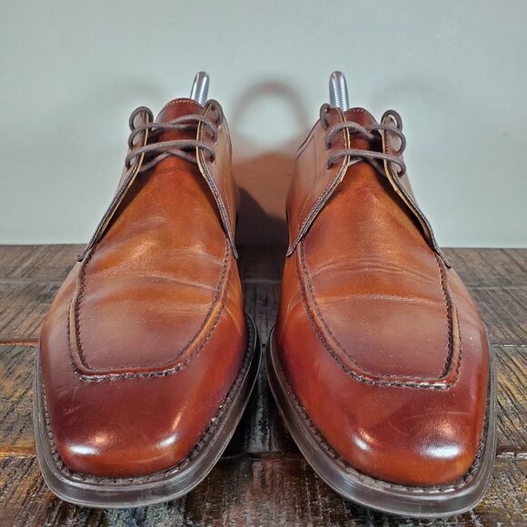 Magnanni Flex Porto Mens Size 7 Leather Plain Toe Derby Lace Up Dress Shoe Brown - Picture 2 of 12